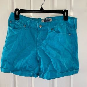 Turquoise jean shorts